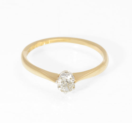 Antique 18ct Gold Platinum Diamond Solitaire Ring - Old Mine Cut - Circa 1920 - C3011