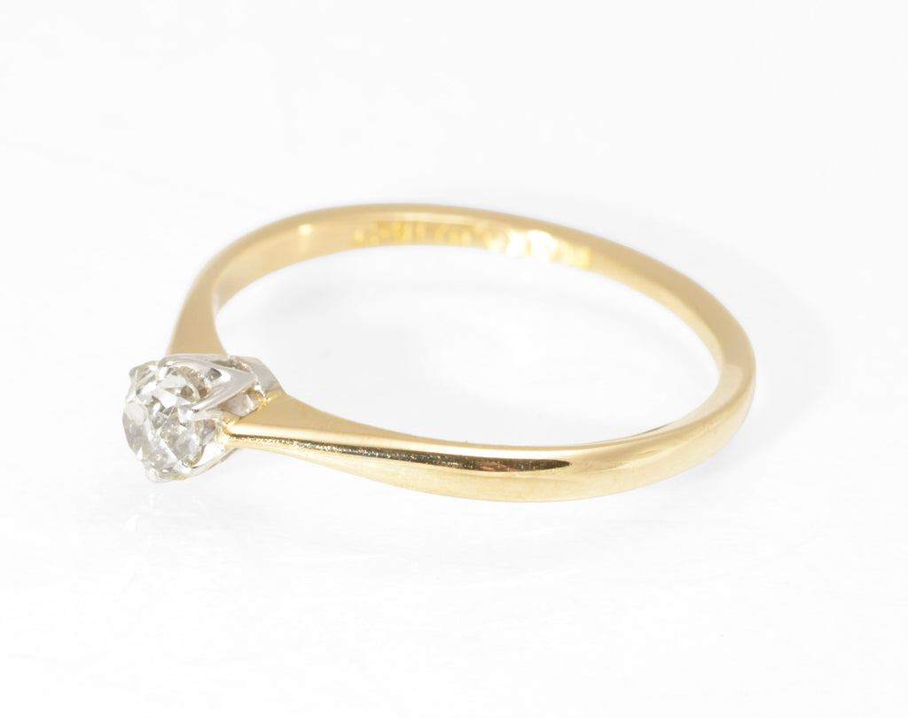 Antique 18ct Gold Platinum Diamond Solitaire Ring - Old Mine Cut - Circa 1920 - C3011