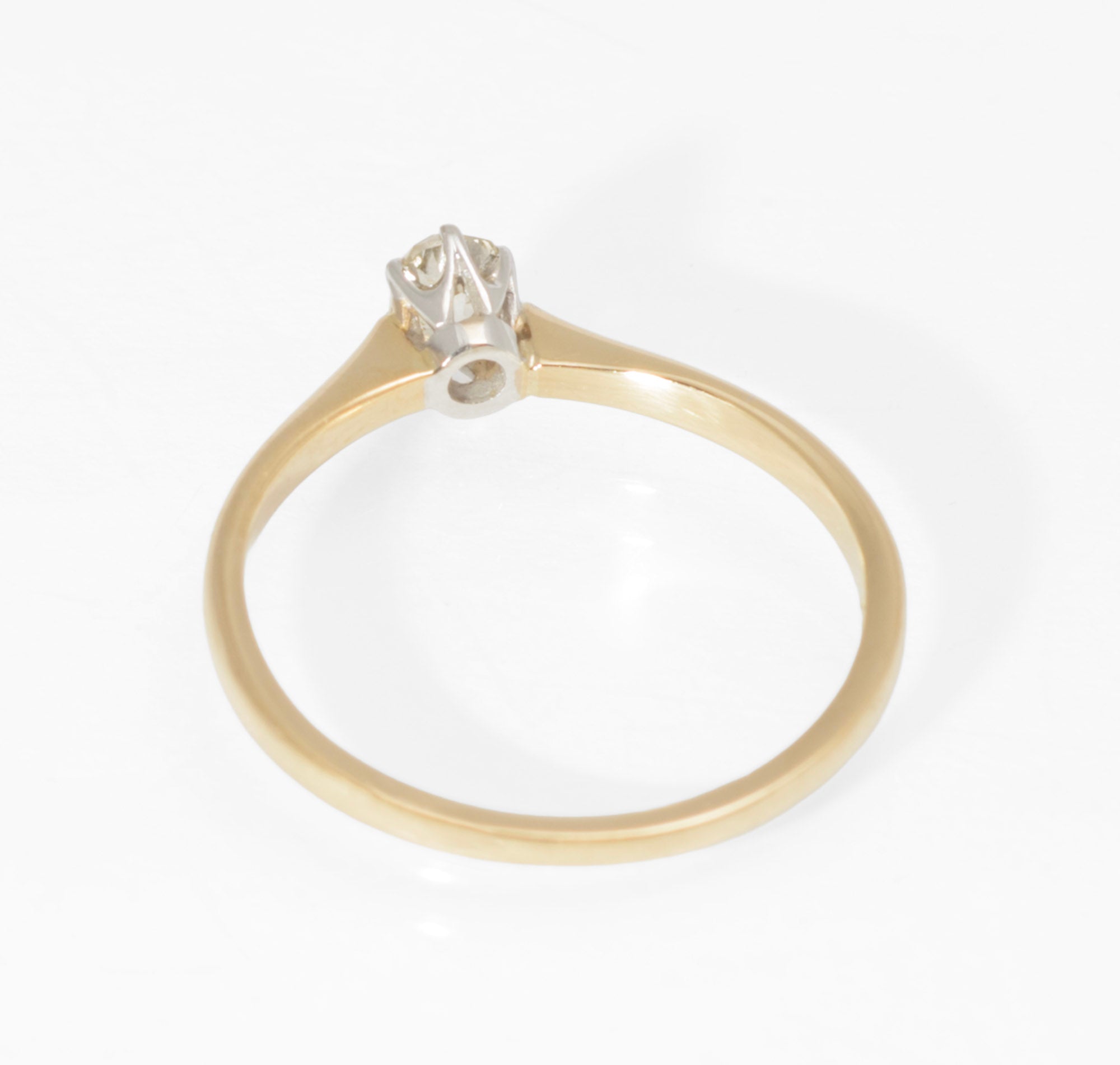 Antique 18ct Gold Platinum Diamond Solitaire Ring - Old Mine Cut - Circa 1920 - C3011