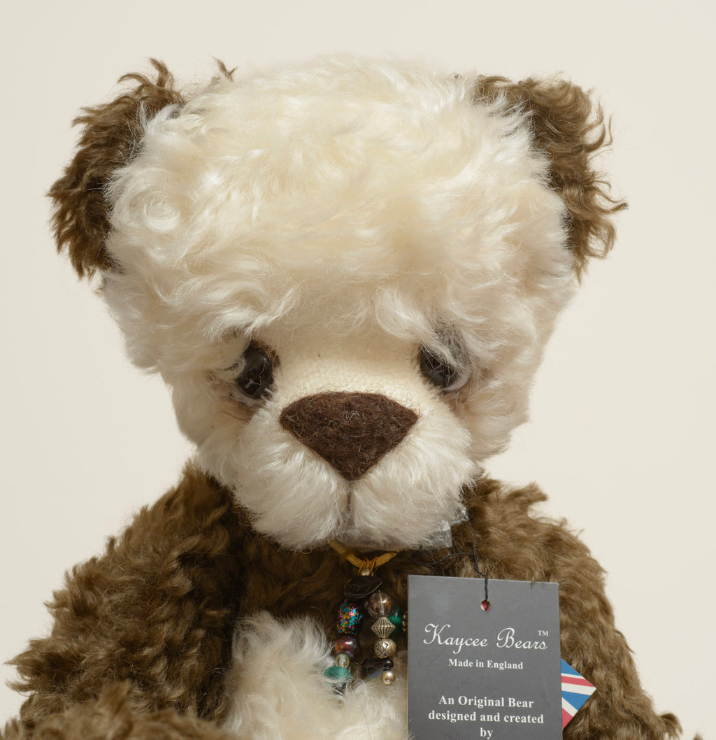 Kaycee Bears Simkin - Kelsey Cunningham - numbered tag reading My name is Simkin, LE 36/100, collectors bear not suitable for children under 14, with Hand-made exclusively in the UK tag alongside