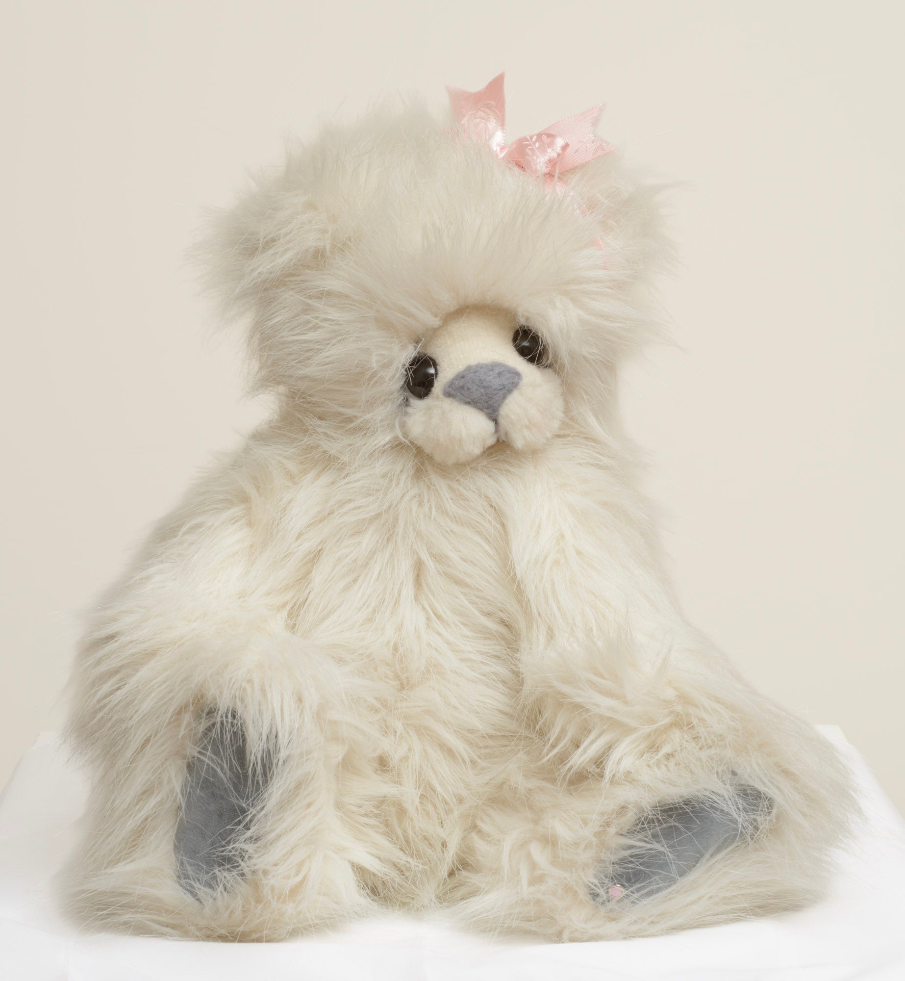 Kaycee Bears Mrs Kaycee - Kelsey Cunningham - name tag reading My name is Mrs Kaycee x, collectors bear not suitable for children under 14, with Hand-made exclusively in the UK tag alongside