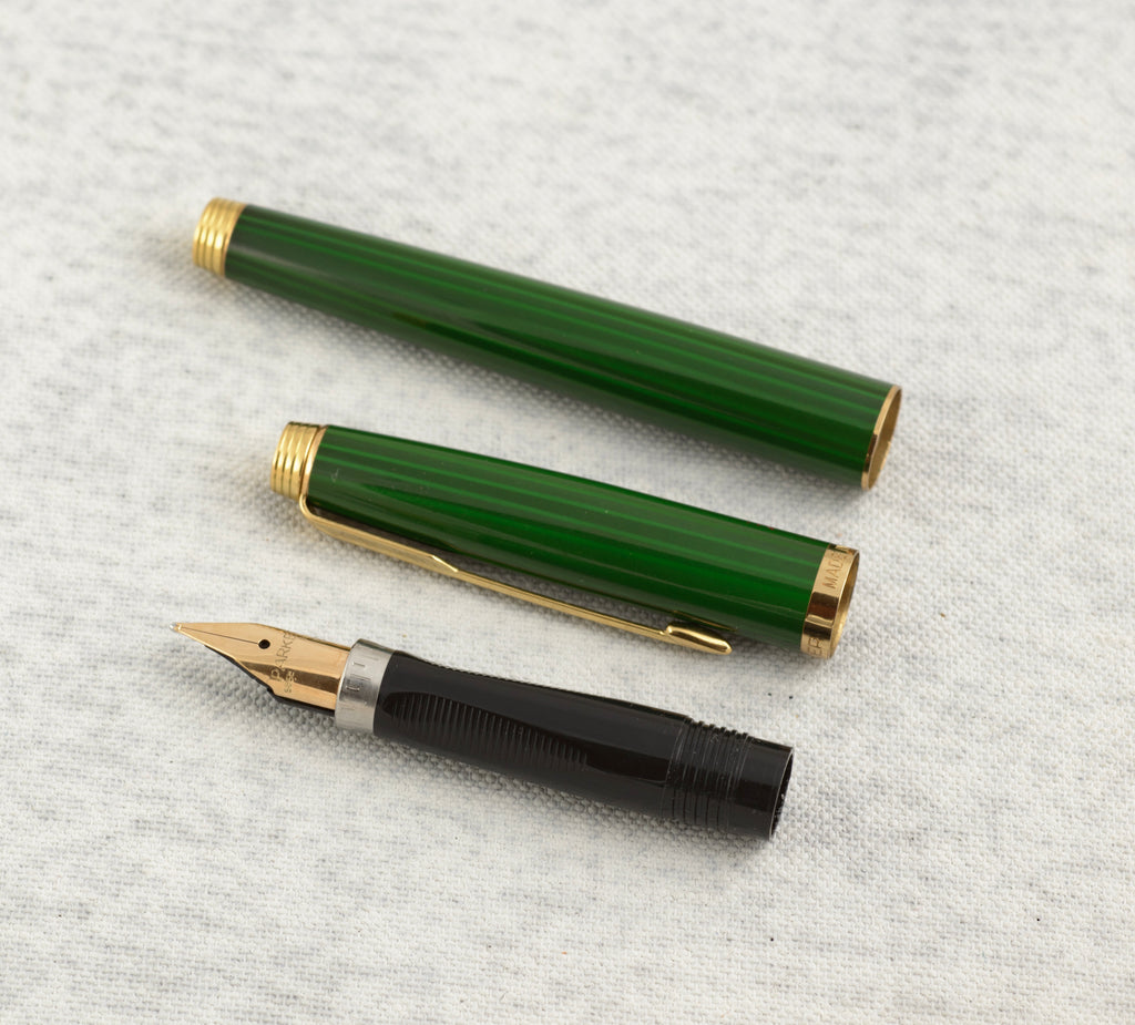 Parker 75 Laque Fountain Pen - Malachite Green - 14K Gold Fine Nib - Circa 1979 - C3056