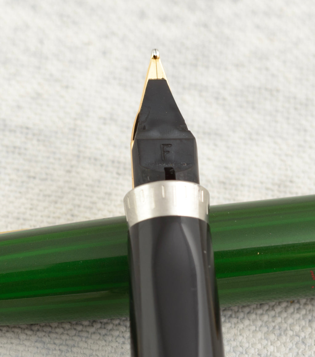 Parker 75 Laque Fountain Pen - Malachite Green - 14K Gold Fine Nib - Circa 1979 - C3056