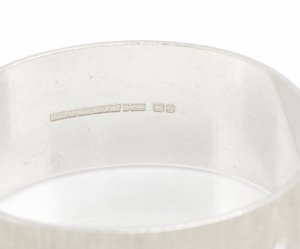 Vintage Sterling Silver Bangle - Bracelon Birmingham Ltd - Feature Hallmarks - Bright Cut Fern Leaves - Patented Spigot Fastening - Birmingham 1977 - C3071