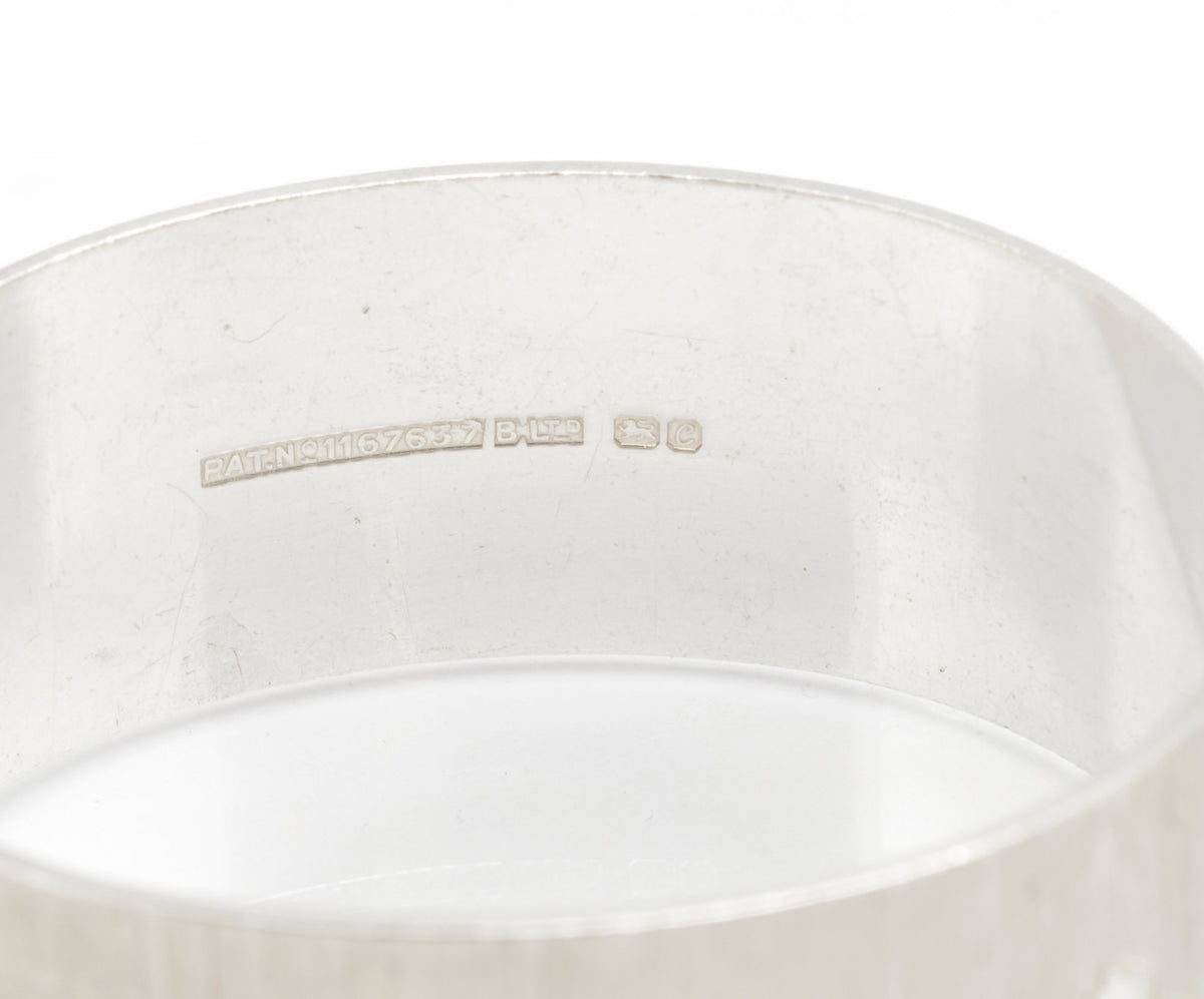Vintage Sterling Silver Bangle - Bracelon Birmingham Ltd - Feature Hallmarks - Bright Cut Fern Leaves - Patented Spigot Fastening - Birmingham 1977 - C3071