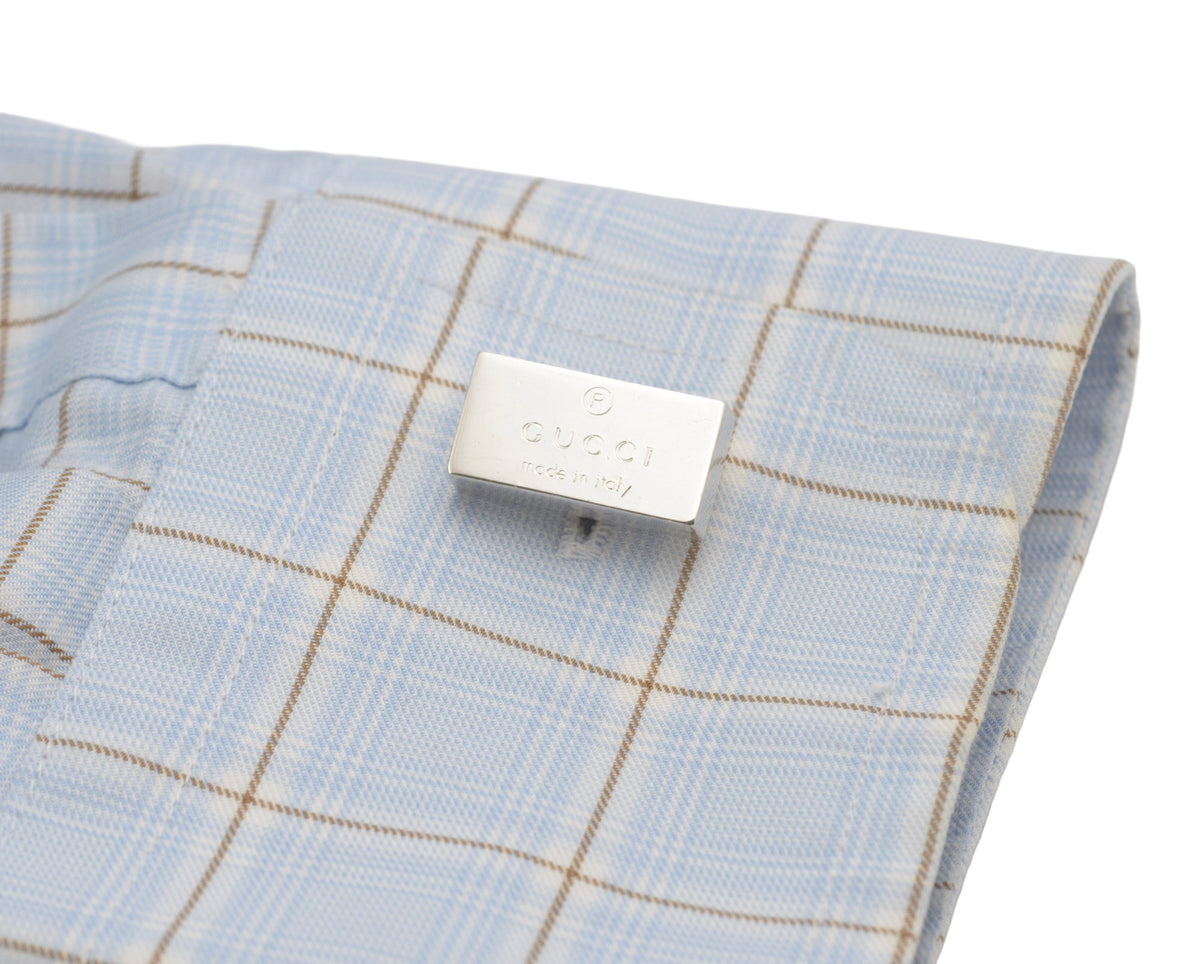 Vintage Gucci Trademark Sterling Silver Cufflinks Made in Italy 925 Swiss Assay c2000s - C3079
