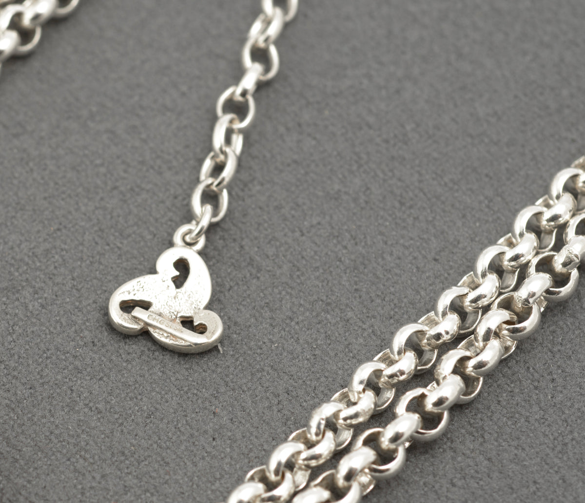 Vintage Ola Gorie Sterling Silver Triskelion Necklet Double Rolo Chain Edinburgh 1996 - C3080