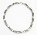 Vintage Mexican sterling silver choker necklace, articulated rectangular links with Greek key inlaid decoration