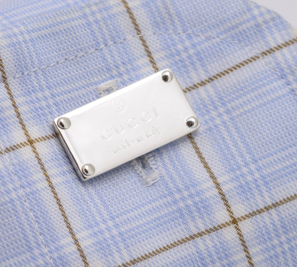 Vintage Gucci sterling silver Trademark cufflinks with raised corner studs and GUCCI made in Italy engraving