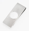 Close view of the WM maker's mark, assay marks and 1983 date mark on the sterling silver money clip
