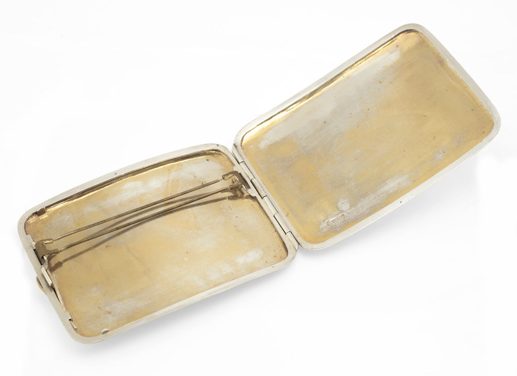 Antique Chinese Export Sterling Silver Cigarette Case - C.J.Co Shanghai - Engraved Bamboo - c.1920 - C3099