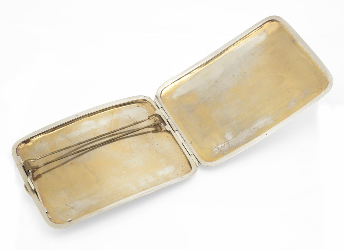 Antique Chinese Export Sterling Silver Cigarette Case - C.J.Co Shanghai - Engraved Bamboo - c.1920 - C3099
