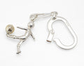 Vintage Italian sterling silver footballer keyring with gilt finished football and broad spring clip