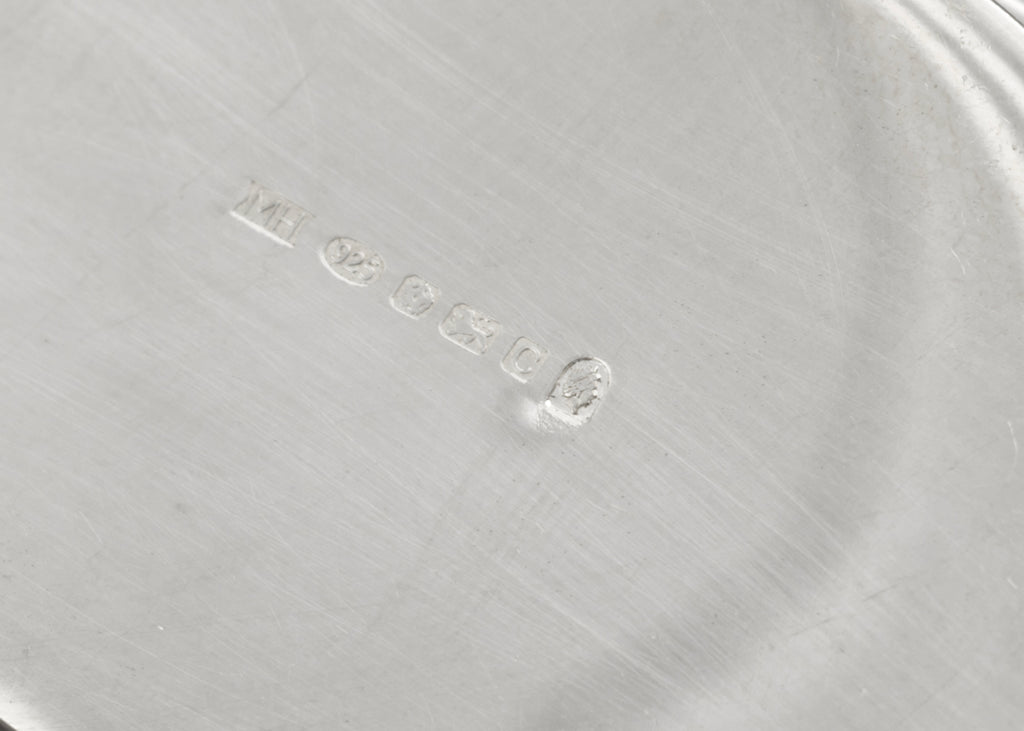 Sterling silver oval rose pill box by Mark Houghton, Sheffield 2002 - C3109 view 10