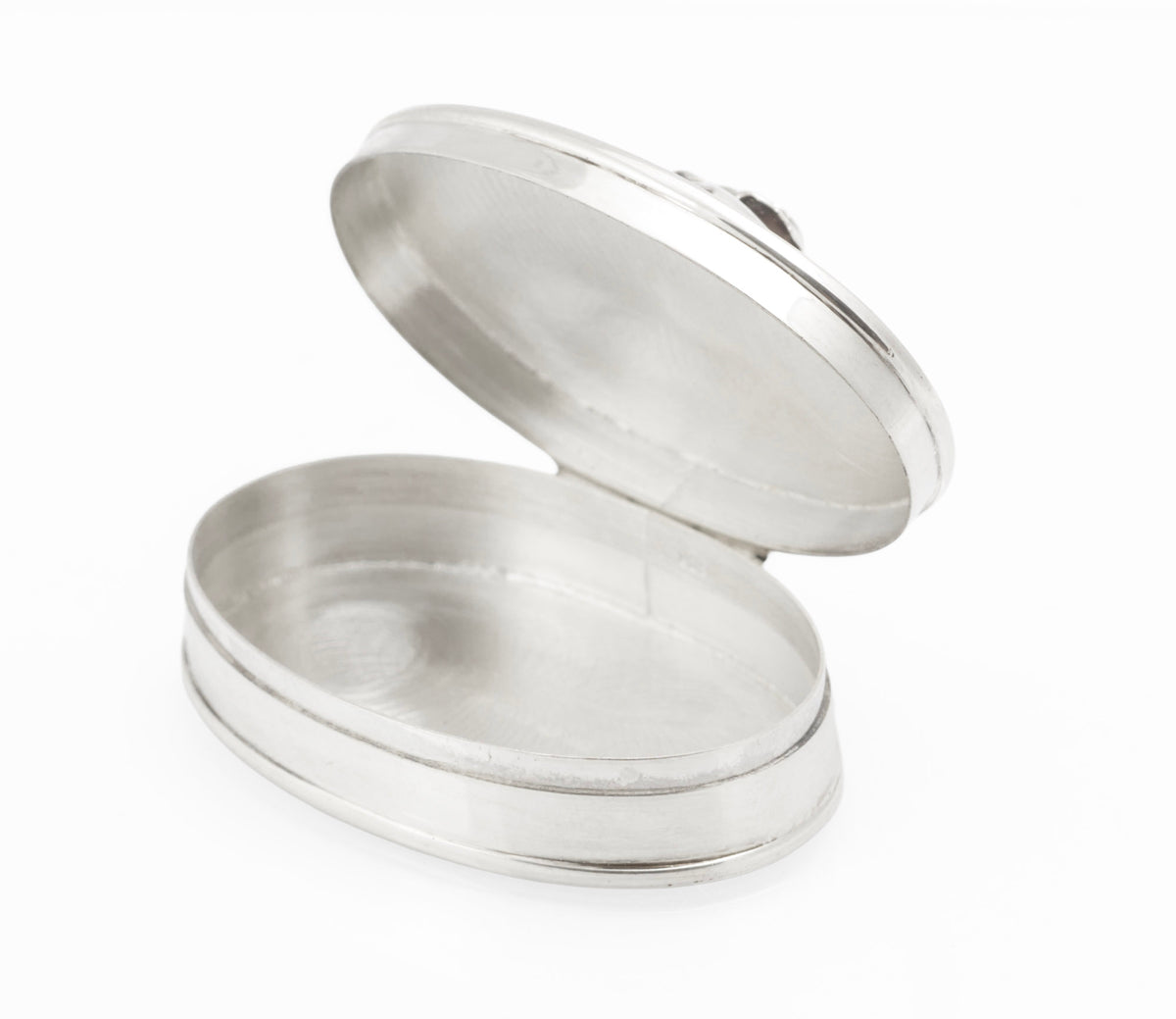 Sterling Silver Oval Pill Box with Rose Lid - Mark Houghton - Sheffield 2002 Golden Jubilee - C3109