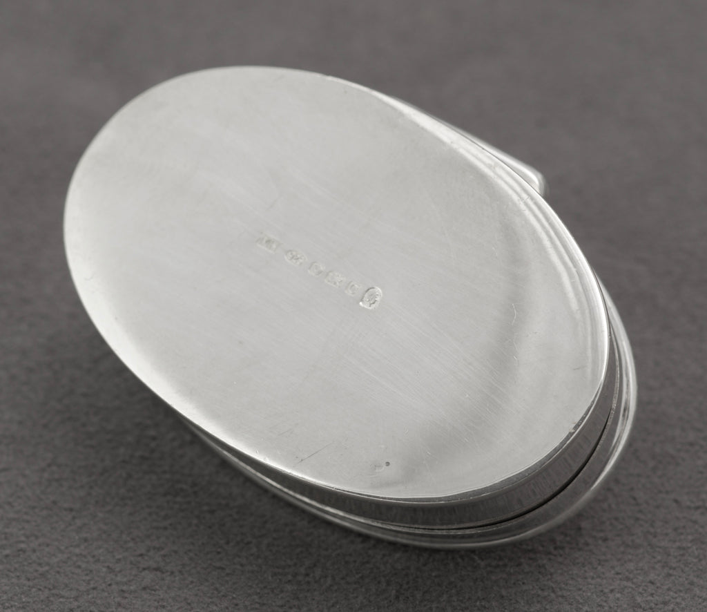 Sterling silver oval rose pill box by Mark Houghton, Sheffield 2002 - C3109 view 9