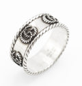 Vintage Gucci sterling silver GG rope twist wide band ring, UK size T - C3113 view 1