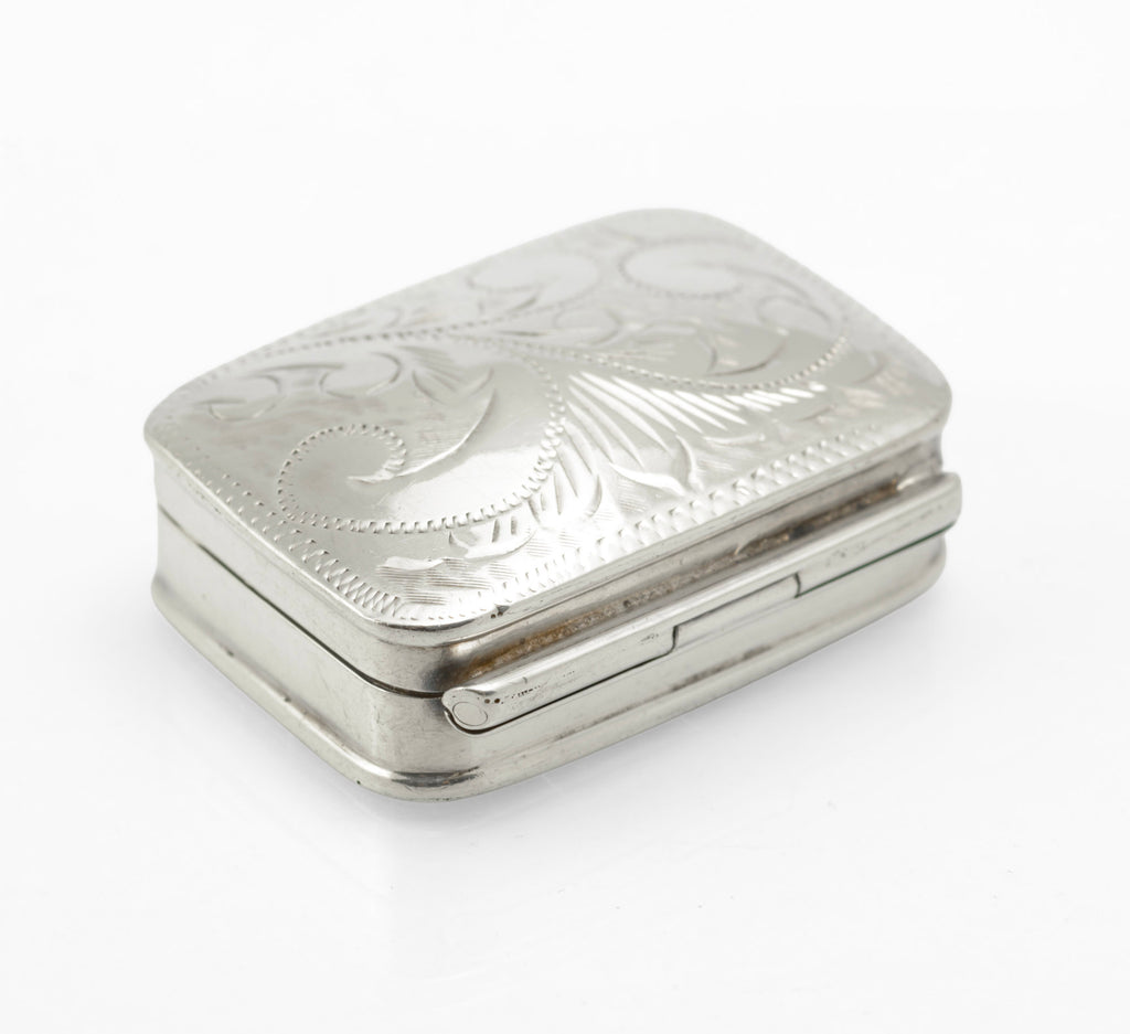 Birmingham 1988 hallmark, maker's mark and 925 standard inside the silver pill box