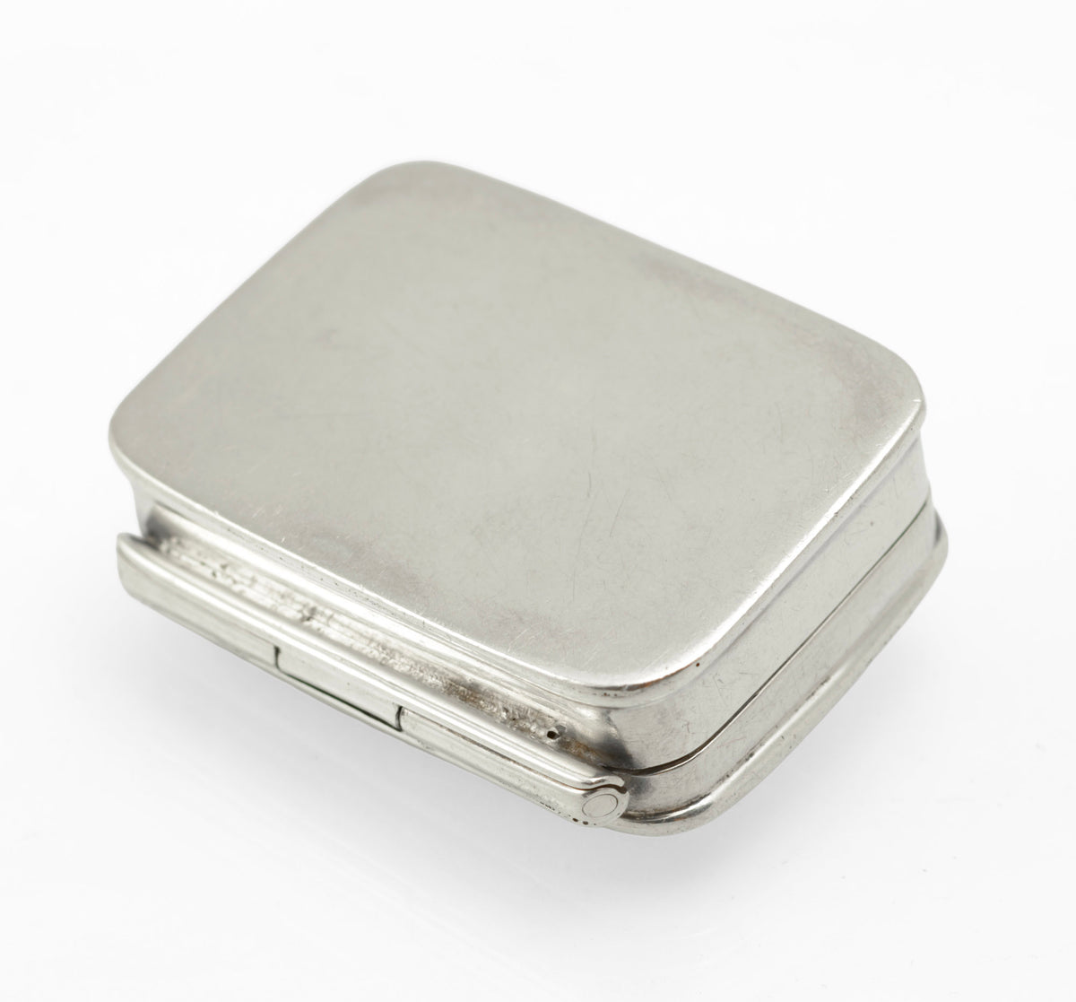 Open interior of the hinged sterling silver pill box