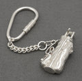 Ari D Norman sterling silver golf bag and clubs keyring with curb chain and screw barrel clip
