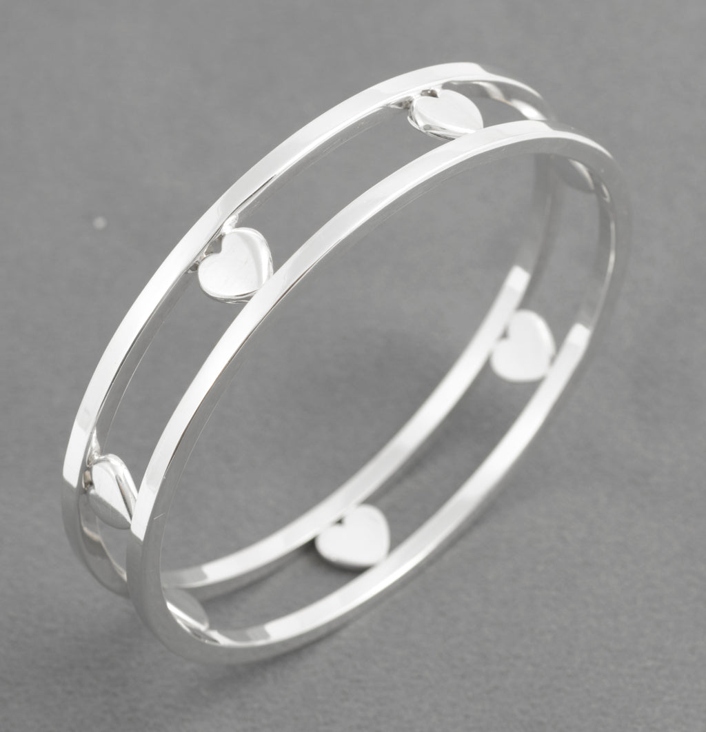 Tiffany & Co Sterling Silver Floating Heart Bangle - Boxed - London 2006 - C3134