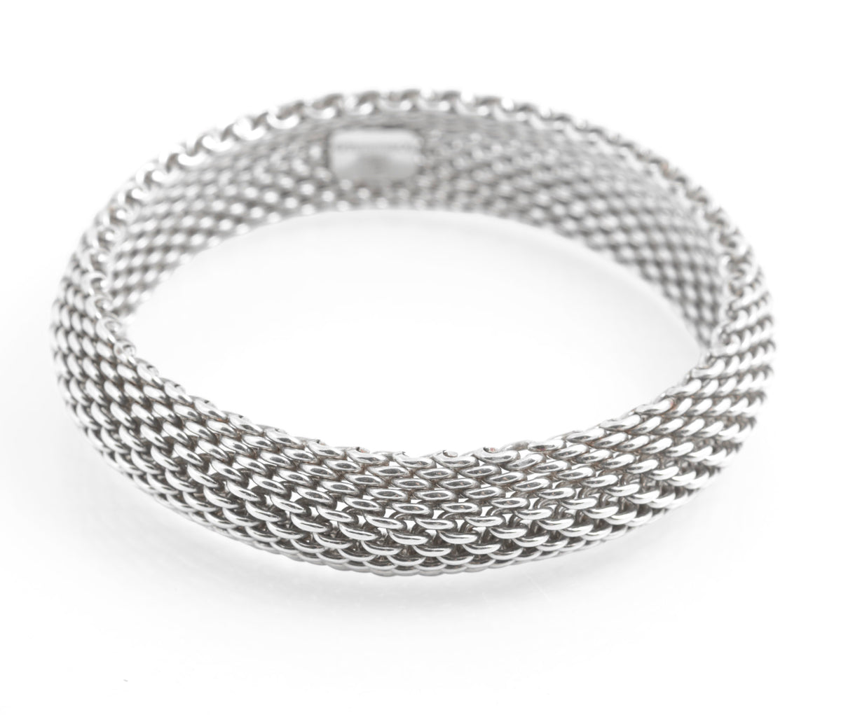 Tiffany & Co Somerset Sterling Silver Mesh Bangle - 15.25mm Wide - London 2007 - C3135