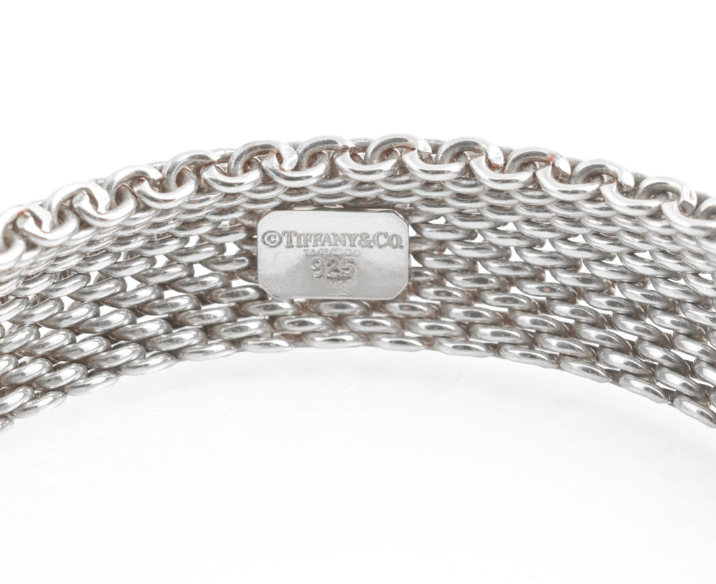 Tiffany & Co Somerset Sterling Silver Mesh Bangle - 15.25mm Wide - London 2007 - C3135