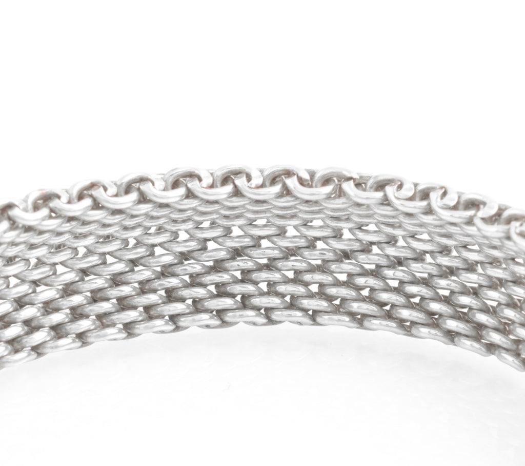 Tiffany & Co Somerset Sterling Silver Mesh Bangle - 15.25mm Wide - London 2007 - C3135