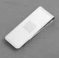 W H Manton sterling silver money clip with engine turned front and vacant rectangular cartouche