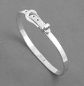 Mexican sterling silver belt bangle standing upright to show its buckle