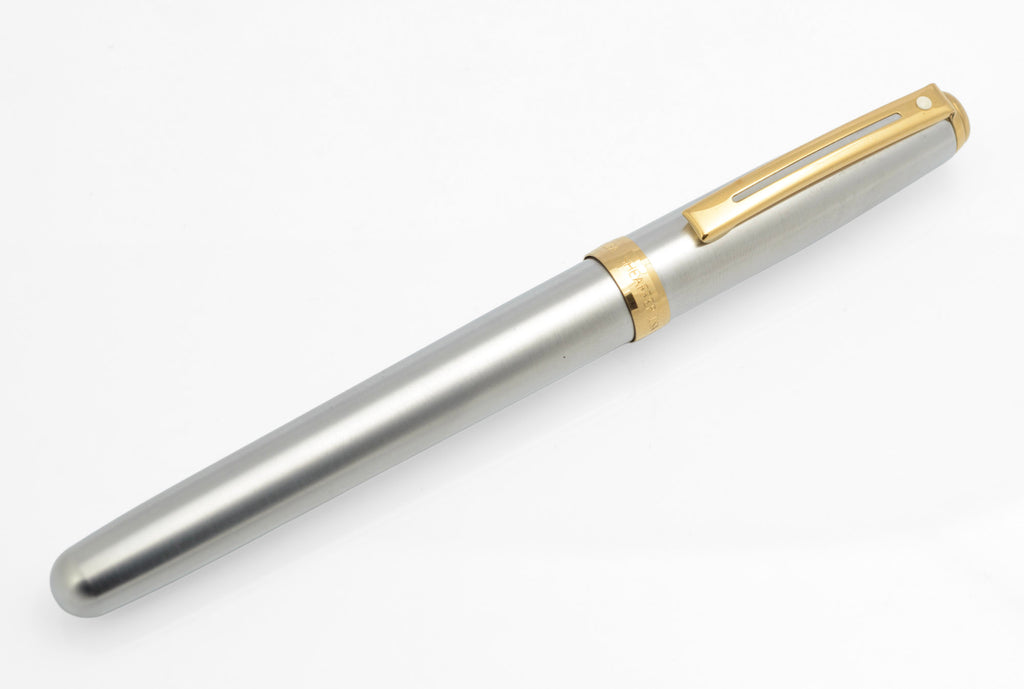 Angled view of the capped Sheaffer Prelude 342 GT pen against white