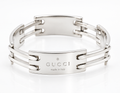 Vintage Gucci Sterling Silver Logo Panel Bracelet - Double Bar Links - Made in Italy c1990 - C3112