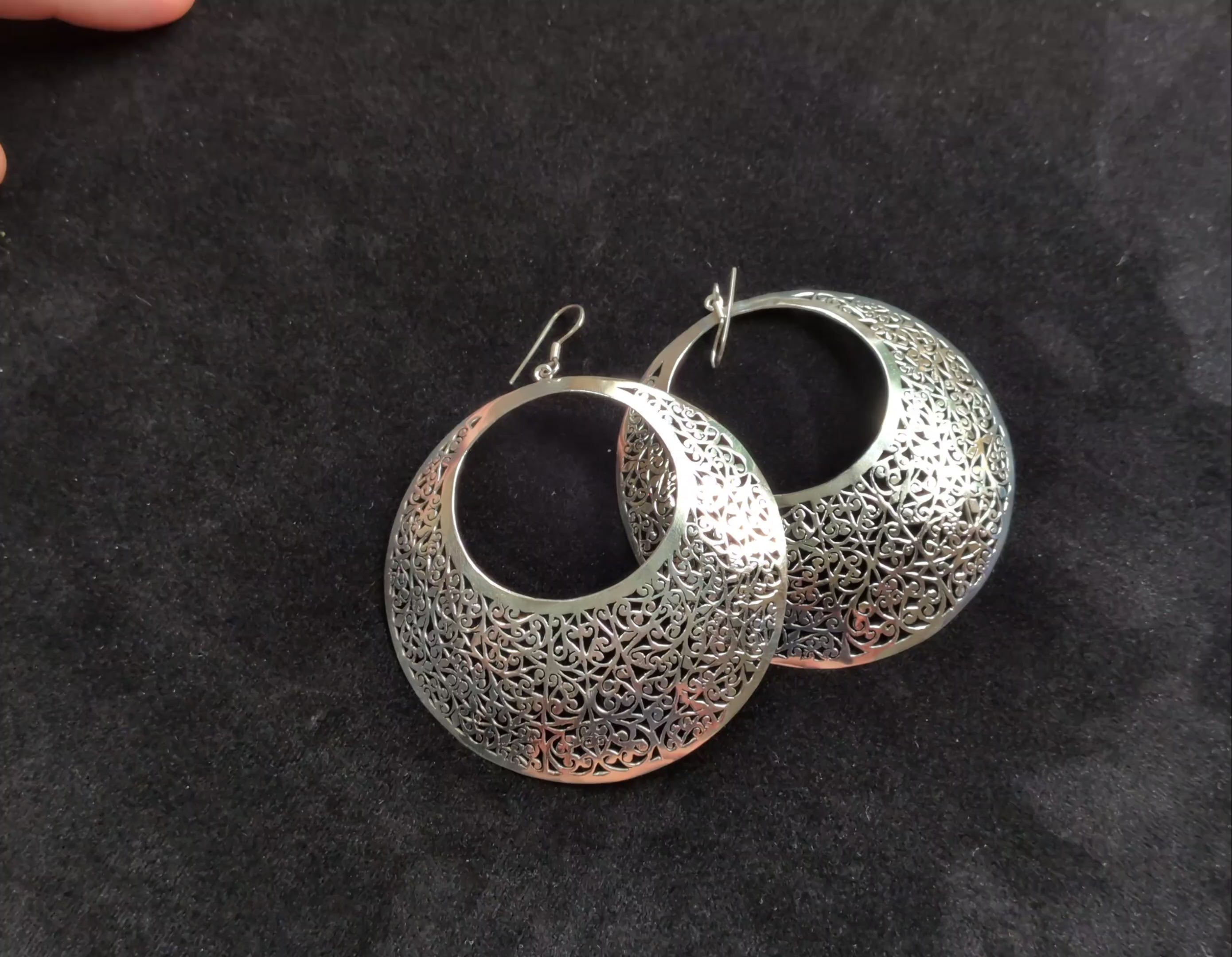 Vintage Silver Large Statement Pierced Work Earrings For Pierced Ears (Code A770)