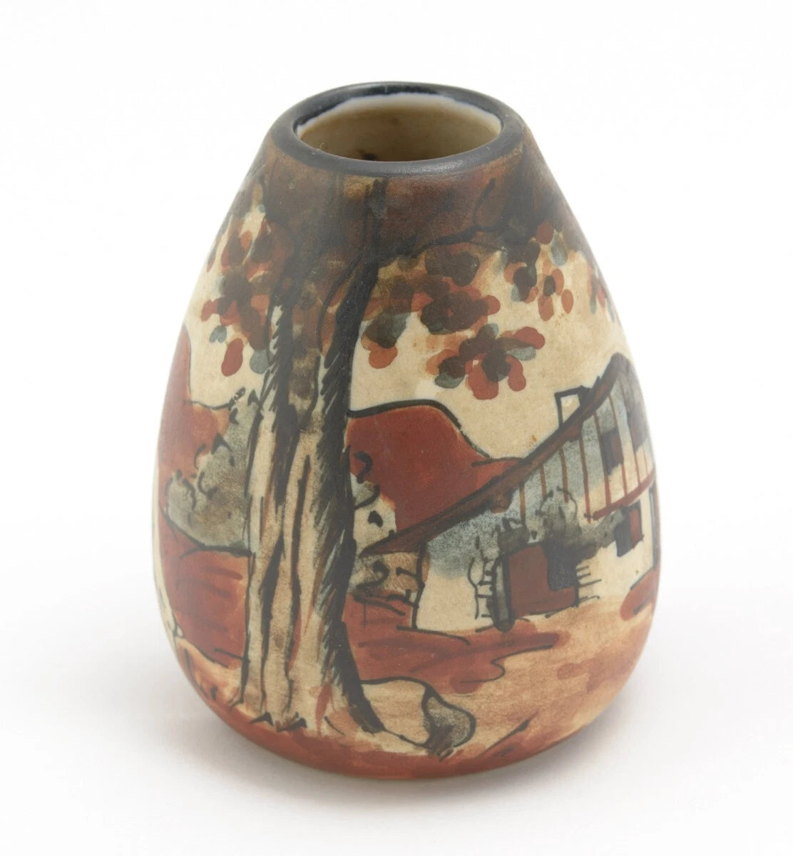 R.F. Ciboure Art Deco Pottery Vase | Basque Hand Painted | Signed Berrouet | c.1920s | (3219)