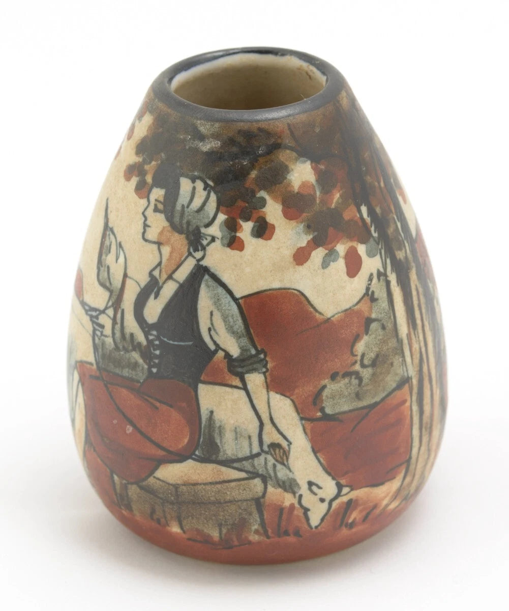 R.F. Ciboure Art Deco Pottery Vase | Basque Hand Painted | Signed Berrouet | c.1920s | (3219)