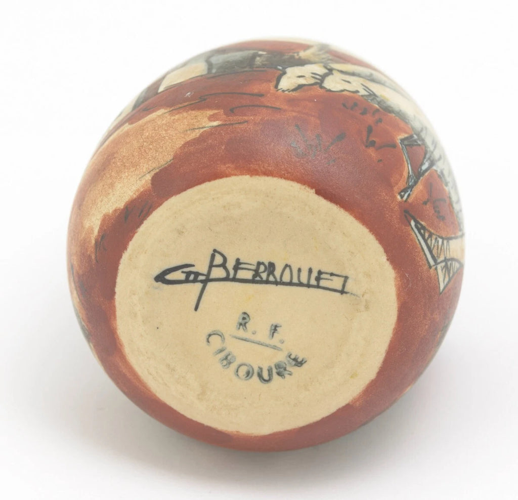 R.F. Ciboure Art Deco Pottery Vase | Basque Hand Painted | Signed Berrouet | c.1920s | (3219)