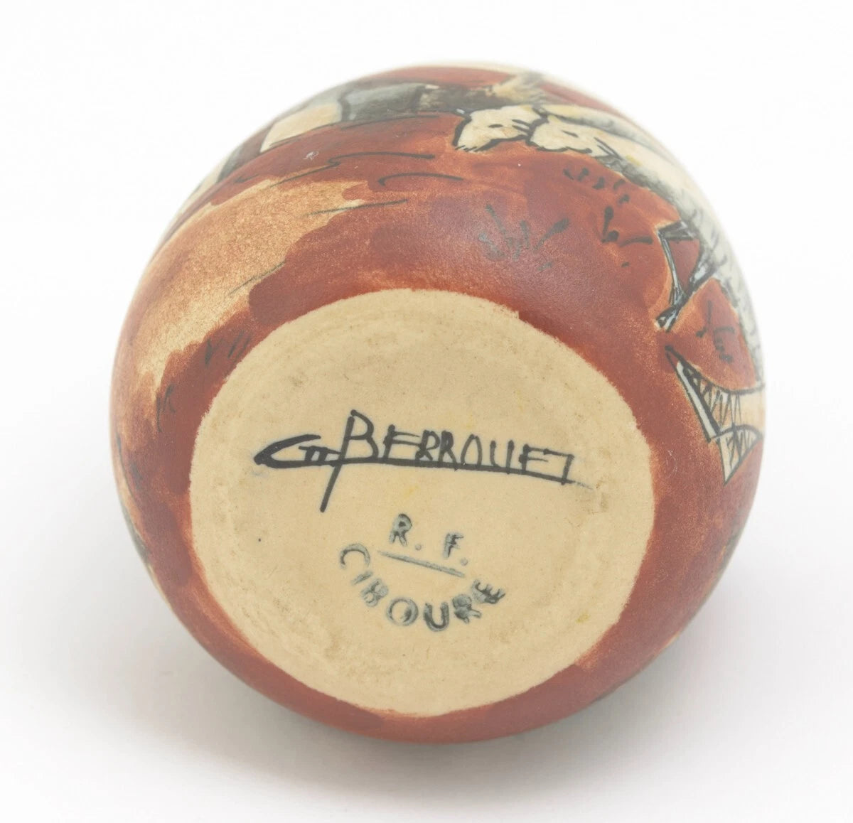 R.F. Ciboure Art Deco Pottery Vase | Basque Hand Painted | Signed Berrouet | c.1920s | (3219)