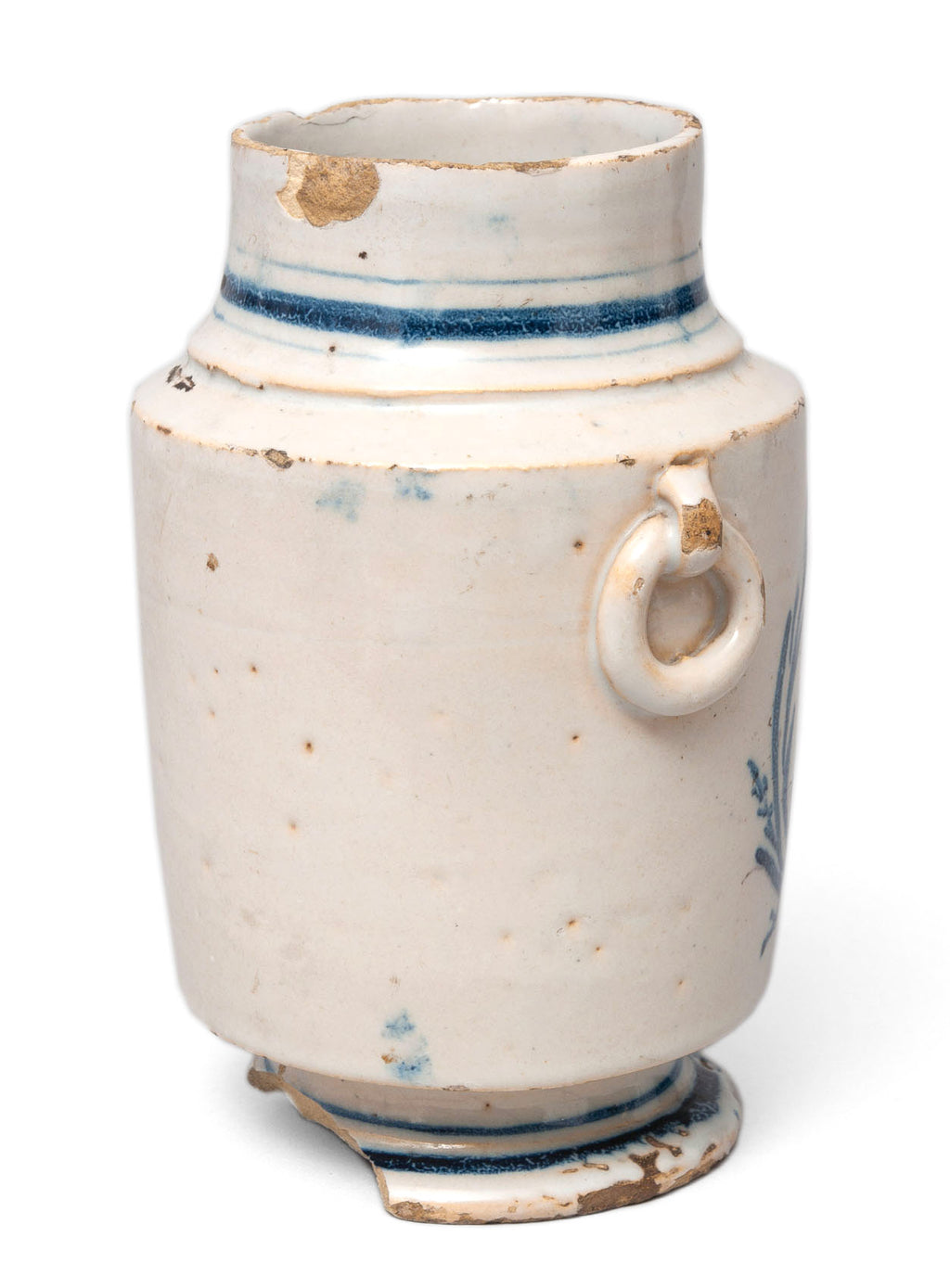 Antique Italian Faience Pottery Blue & White Drug Storage Jar/Albarello c1750 (Code 0039)