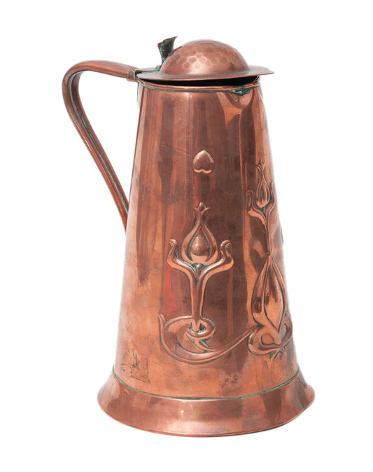 Antique Joseph Sankey Art Nouveau Copper Lidded Large Water Jug c1905 (Code 0121)