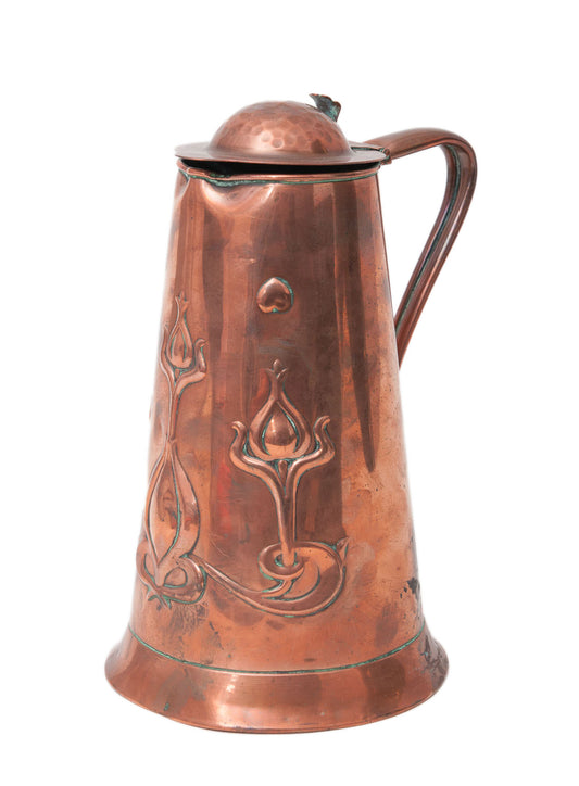 Antique Joseph Sankey Art Nouveau Copper Lidded Large Water Jug c1905 (Code 0121)