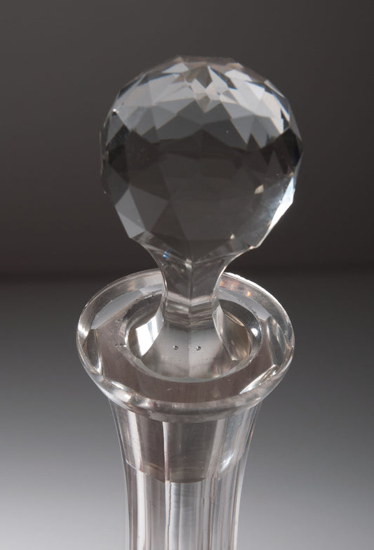 Antique Victorian Shaft & Globe Decanter with Cross Cut Diamond Panels c1880 (Code 0194)