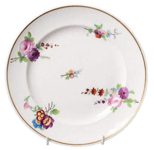 Antique Porcelain Plate Painted Swansea Type Floral Sprays and Gilt Rim c1820 (Code 0292)