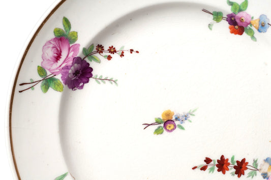 Antique Porcelain Plate Painted Swansea Type Floral Sprays and Gilt Rim c1820 (Code 0292)