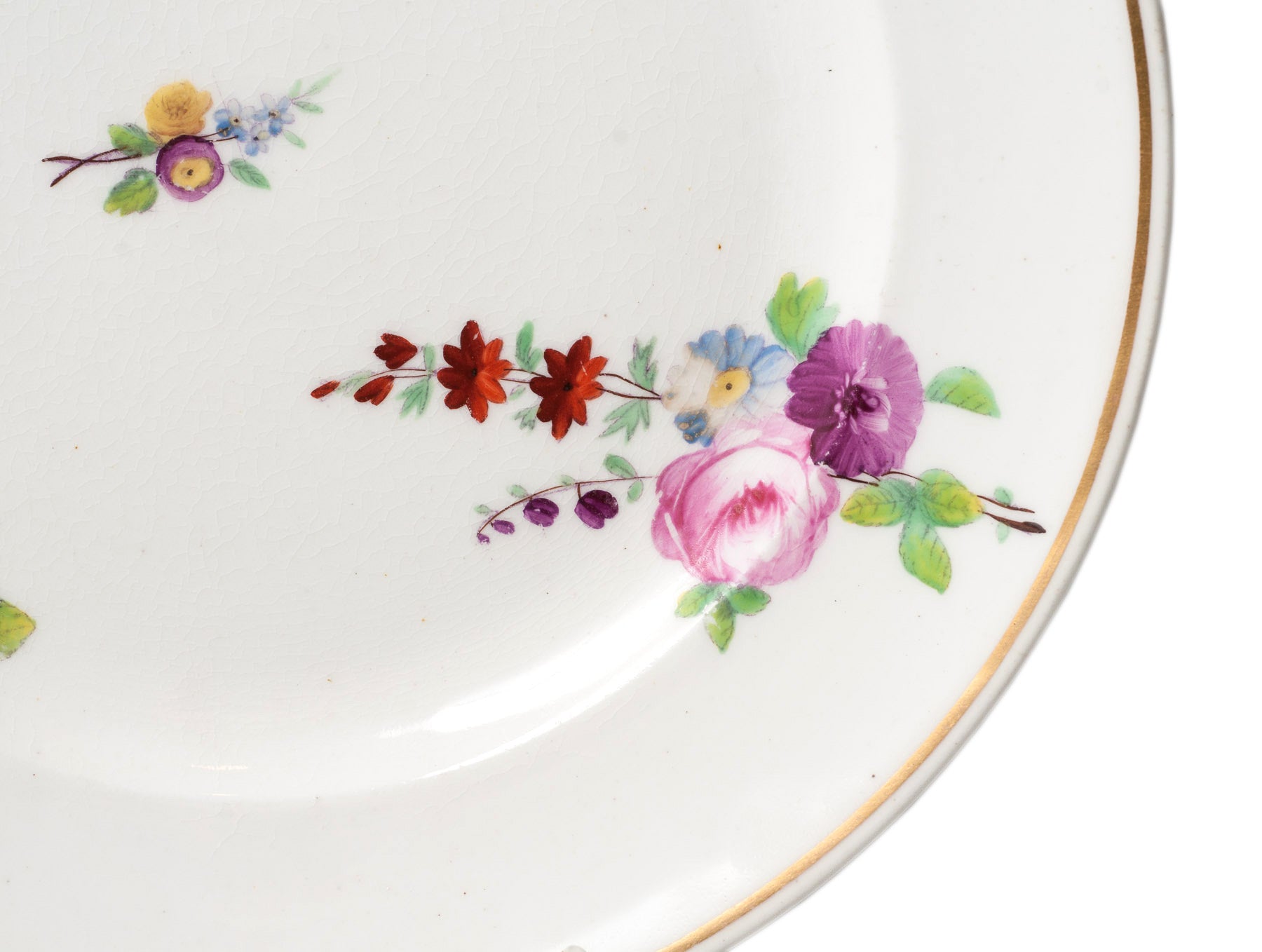 Antique Porcelain Plate Painted Swansea Type Floral Sprays and Gilt Rim c1820 (Code 0292)