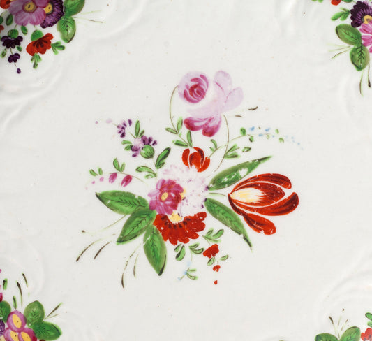 Antique Coalport China Dulong Moulded & Floral Spray Plate - Georgian c1820 (Code 0296)