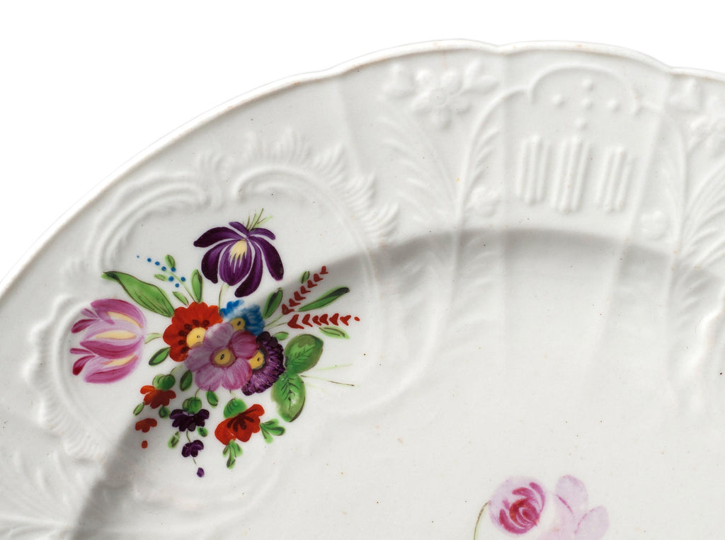 Antique Coalport China Dulong Moulded & Floral Spray Plate - Georgian c1820 (Code 0296)