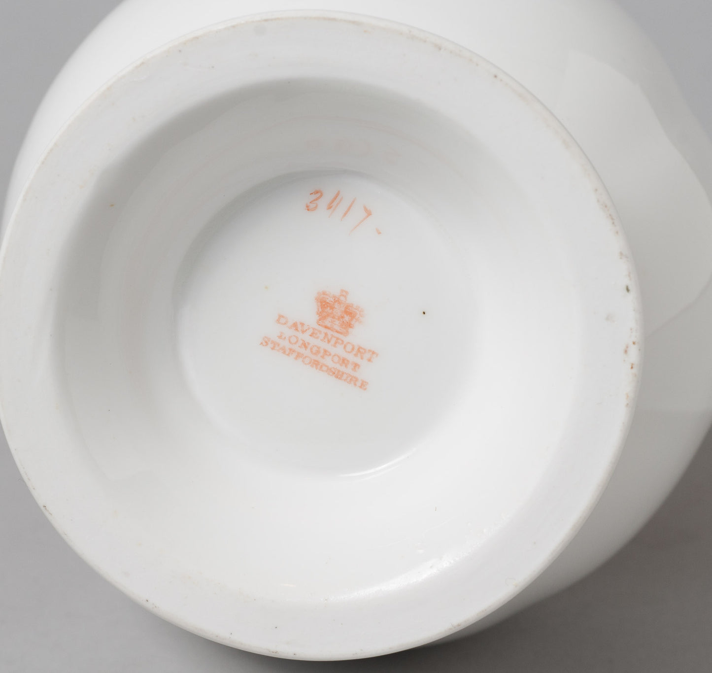Antique Davenport Porcelain Slip Moulded Jug with Twist Handle Pattern 3417 (Code 0301)