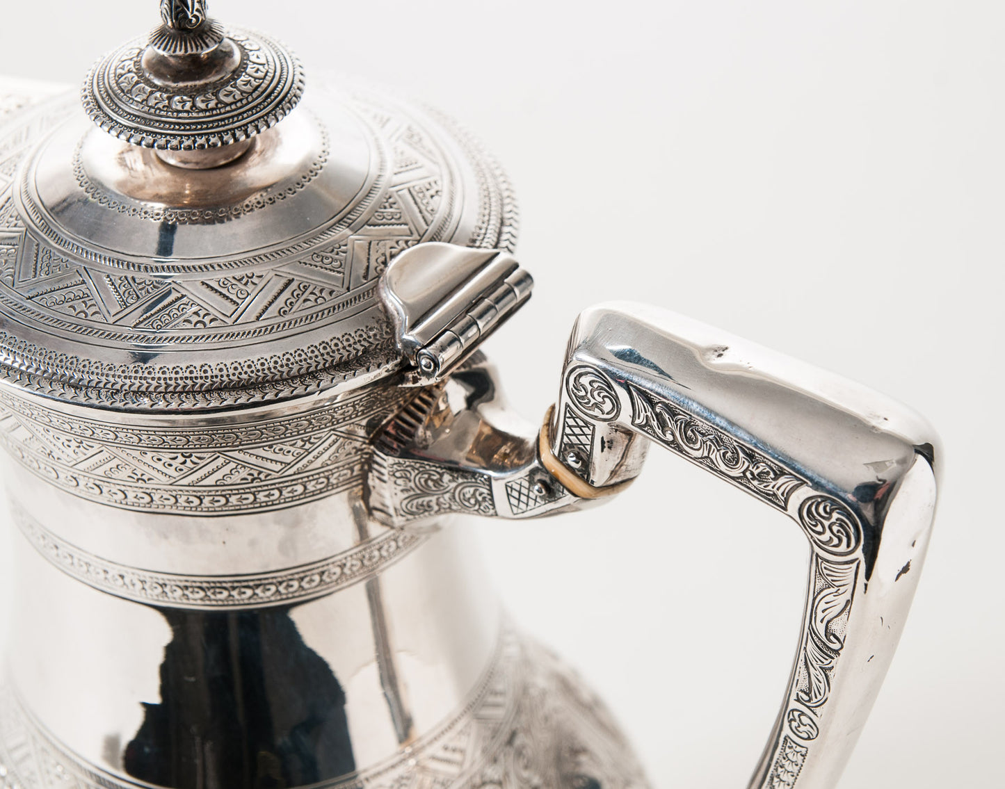 Antique Scottish Silver Zodiac Coffee Pot - Hamilton & Inches Edinburgh 1876 (Code 0529)