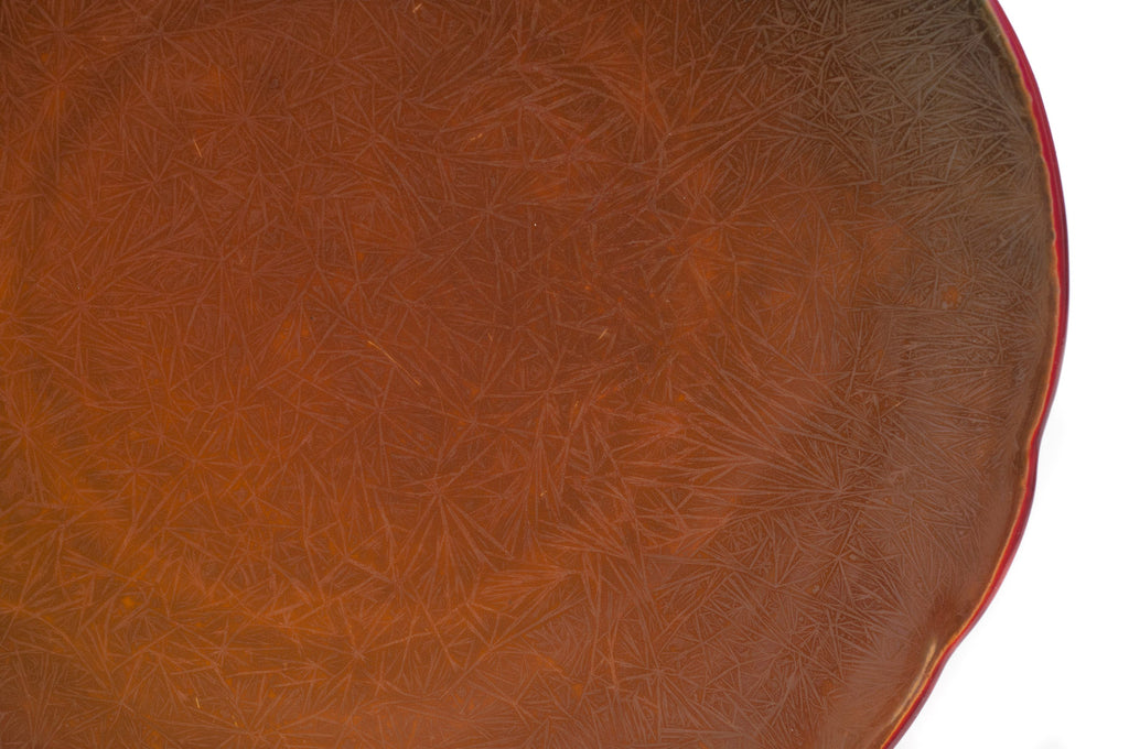 Signed Antique Bernard Moore Red Flambe & Crystalline Glaze Art Pottery Plate D (Code 0618)