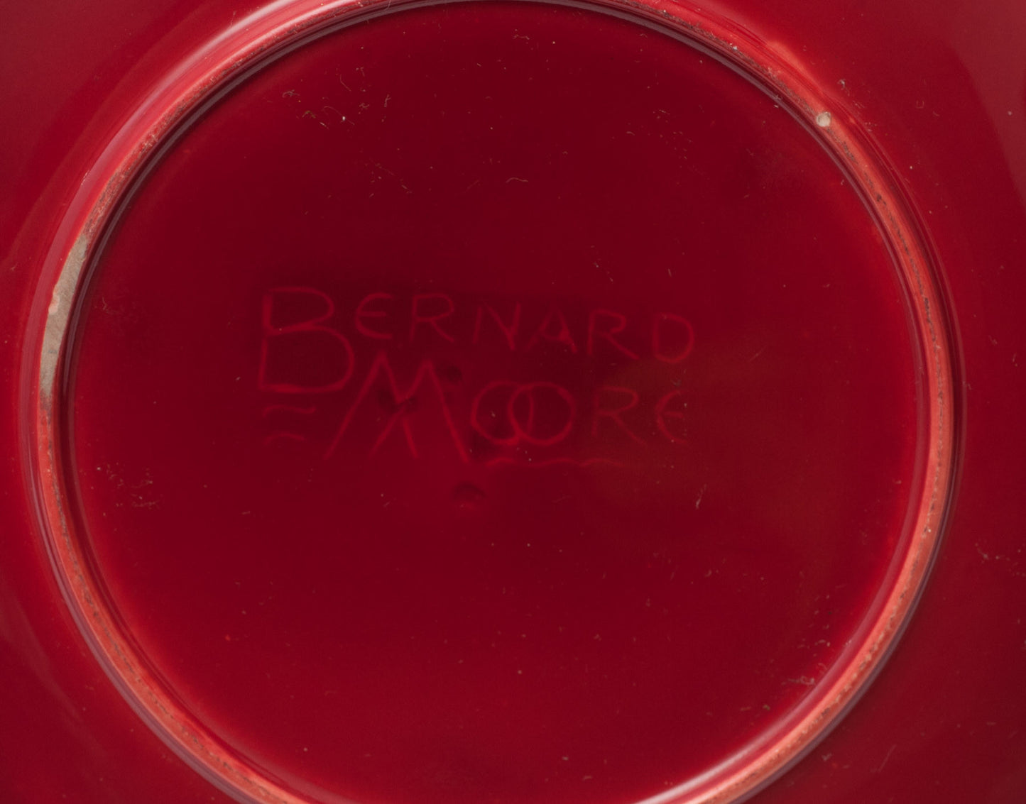 Signed Antique Bernard Moore Red Flambe & Crystalline Glaze Art Pottery Plate D (Code 0618)